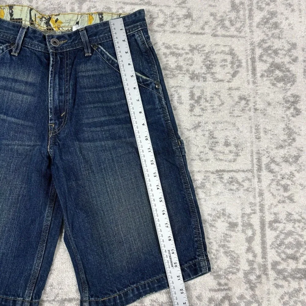 Levis Jorts Jeans Denim Y2K Long Skater Shorts Kids Carpenter Size 16R - Picture 3 of 6